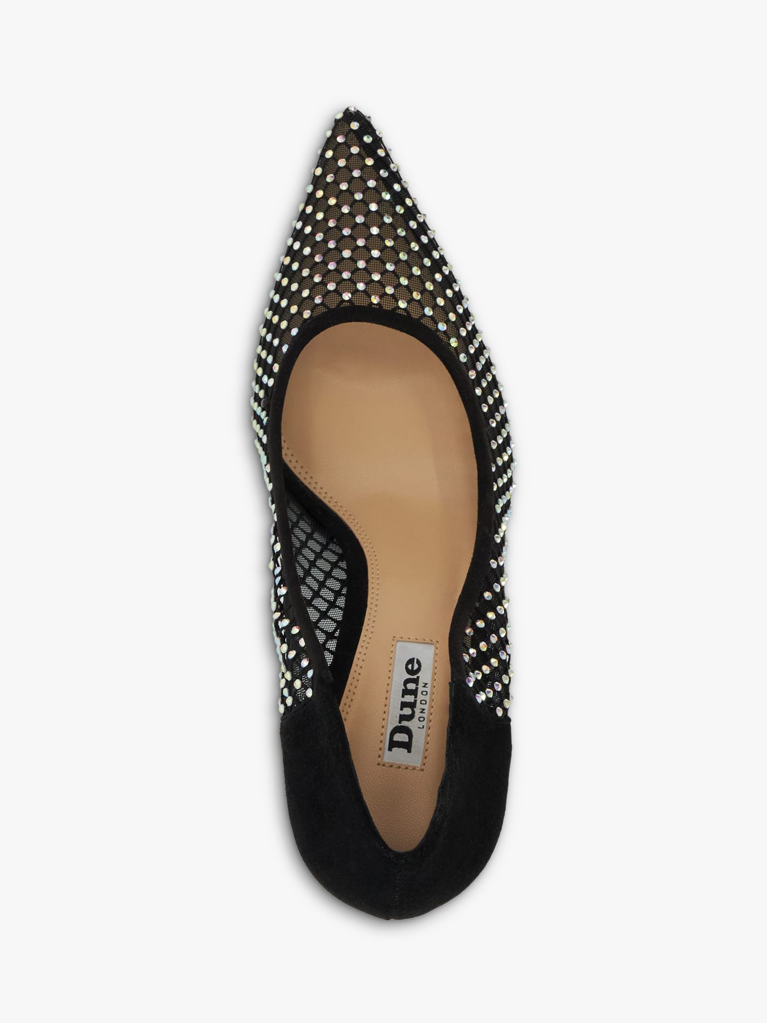 Dune Affect High Heel Embellished Court Shoes, Black, 3