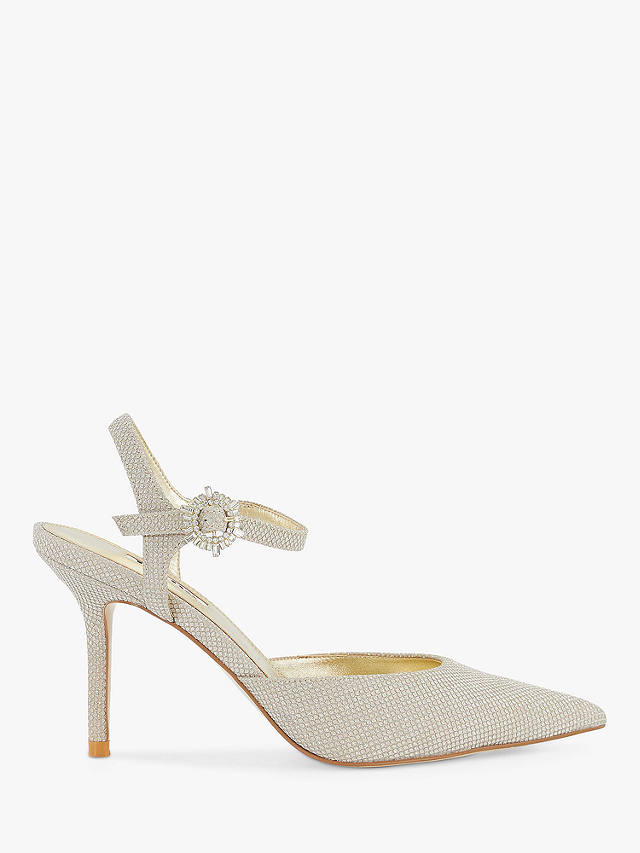 Dune Channel Slingback Court Shoes, Gold