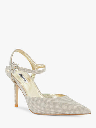 Dune Channel Slingback Court Shoes, Gold