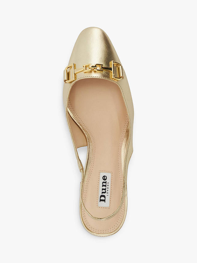 Dune Detailed High Heel Leather Court Shoes, Gold