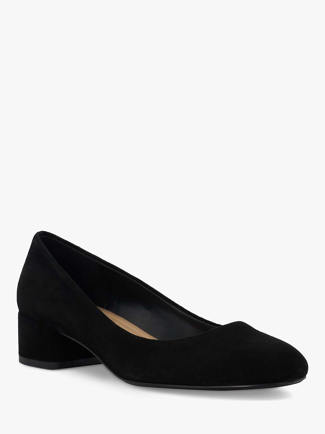 Buy Dune Bracket Block Heel Suede Court Shoes, Black Online at johnlewis.com