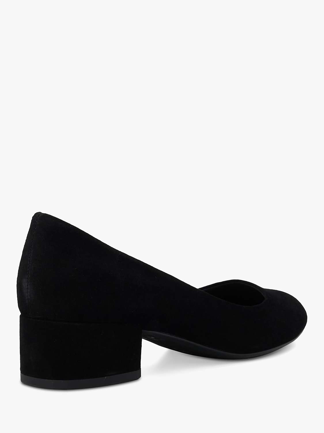 Dune Bracket Block Heel Suede Court Shoes, Black at John Lewis & Partners