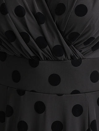 Scarlett & Jo Victoria Spot Print Angel Sleeve Midi Dress, Black Flock