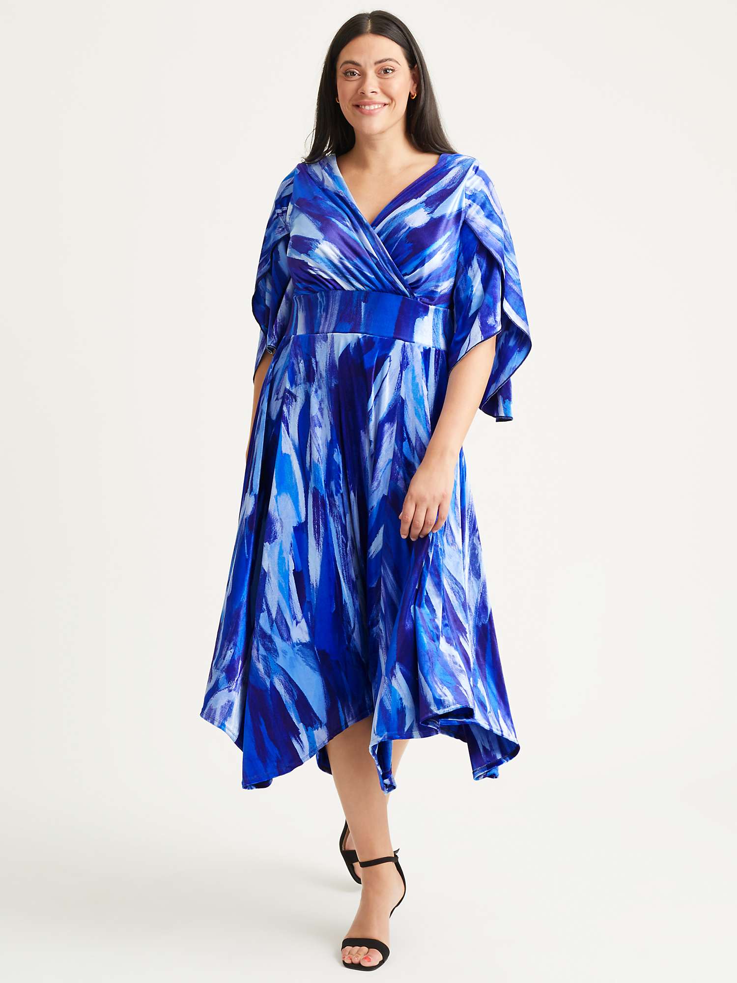 Buy Scarlett & Jo Abstract Print Hanky Hem Midi Dress, Blue Online at johnlewis.com