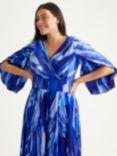 Scarlett & Jo Abstract Print Hanky Hem Midi Dress, Blue