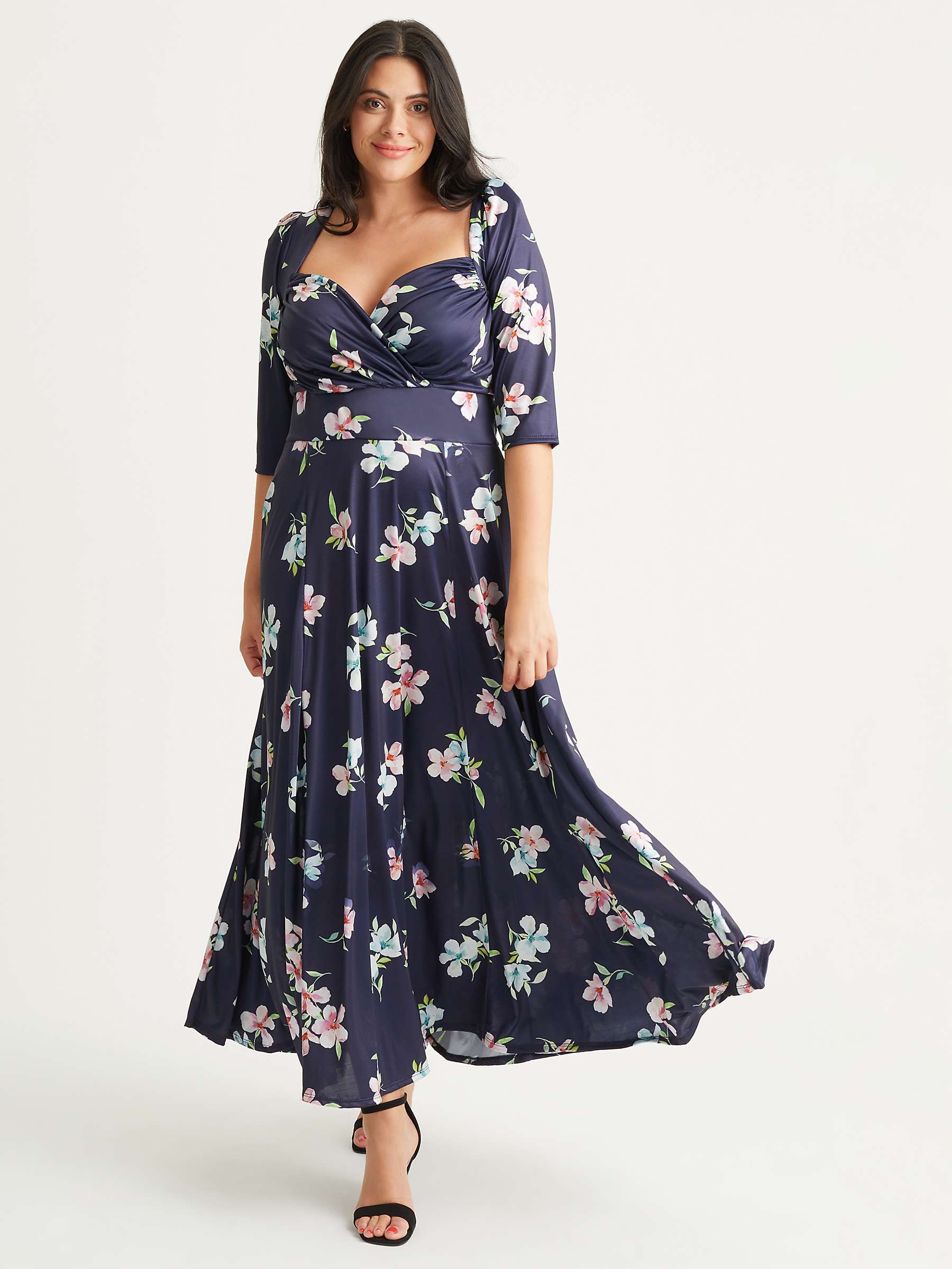 Buy Scarlett & Jo Elizabeth Floral print Satin Maxi Dress, Navy/Multi Online at johnlewis.com