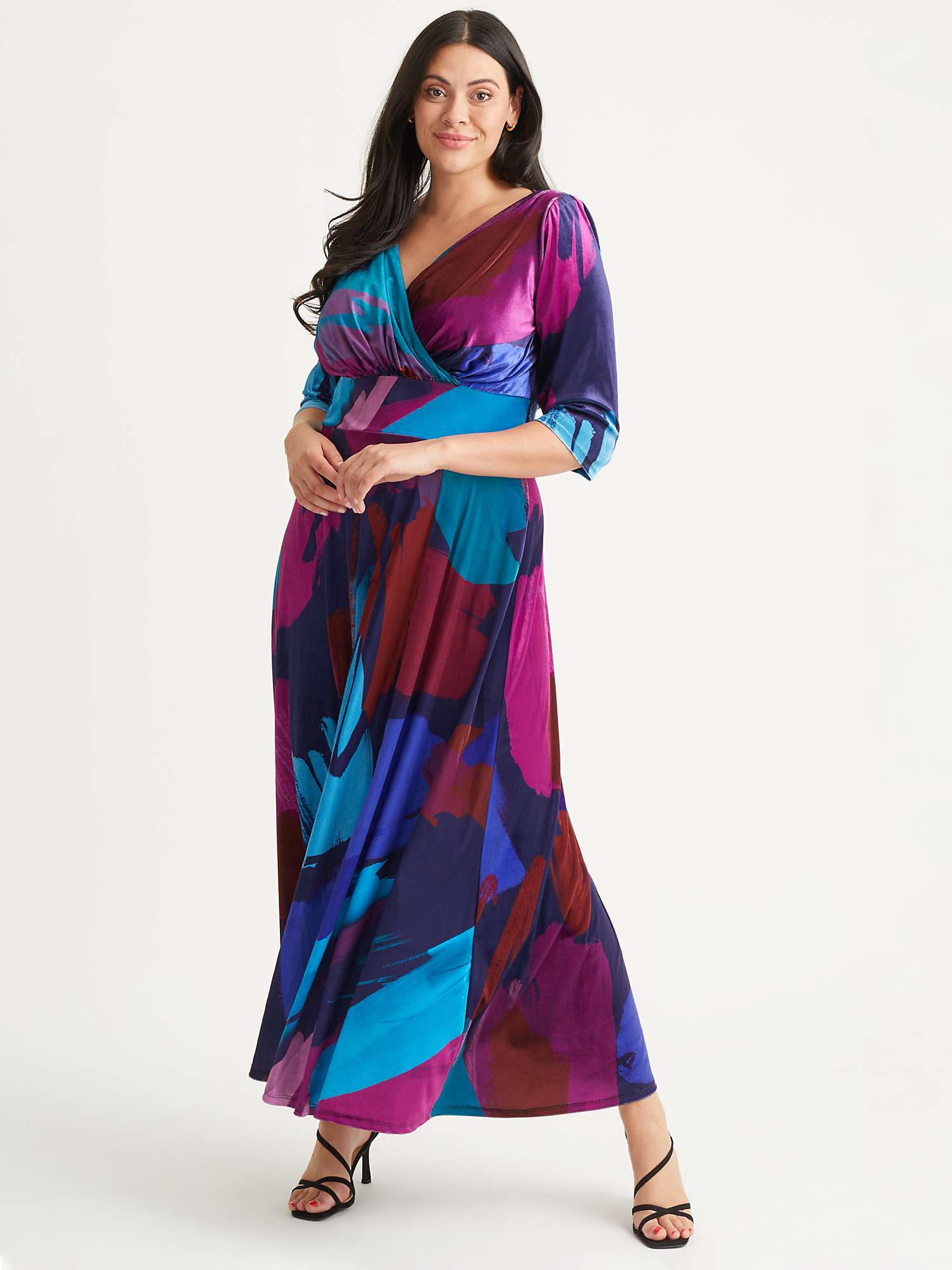 Buy Scarlett & Jo Verity Velvet Abstract Print Maxi Dress, Navy/Teal Multi Online at johnlewis.com