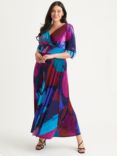 Scarlett & Jo Verity Velvet Abstract Print Maxi Dress, Navy/Teal Multi