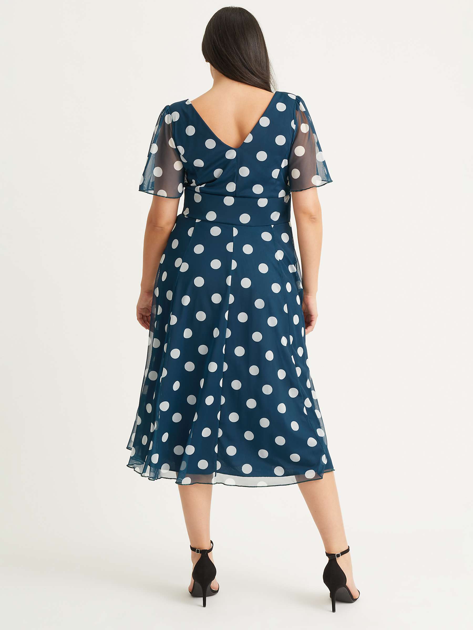 Scarlett & Jo Victoria Spot Print Midi Dress, Teal at John Lewis & Partners