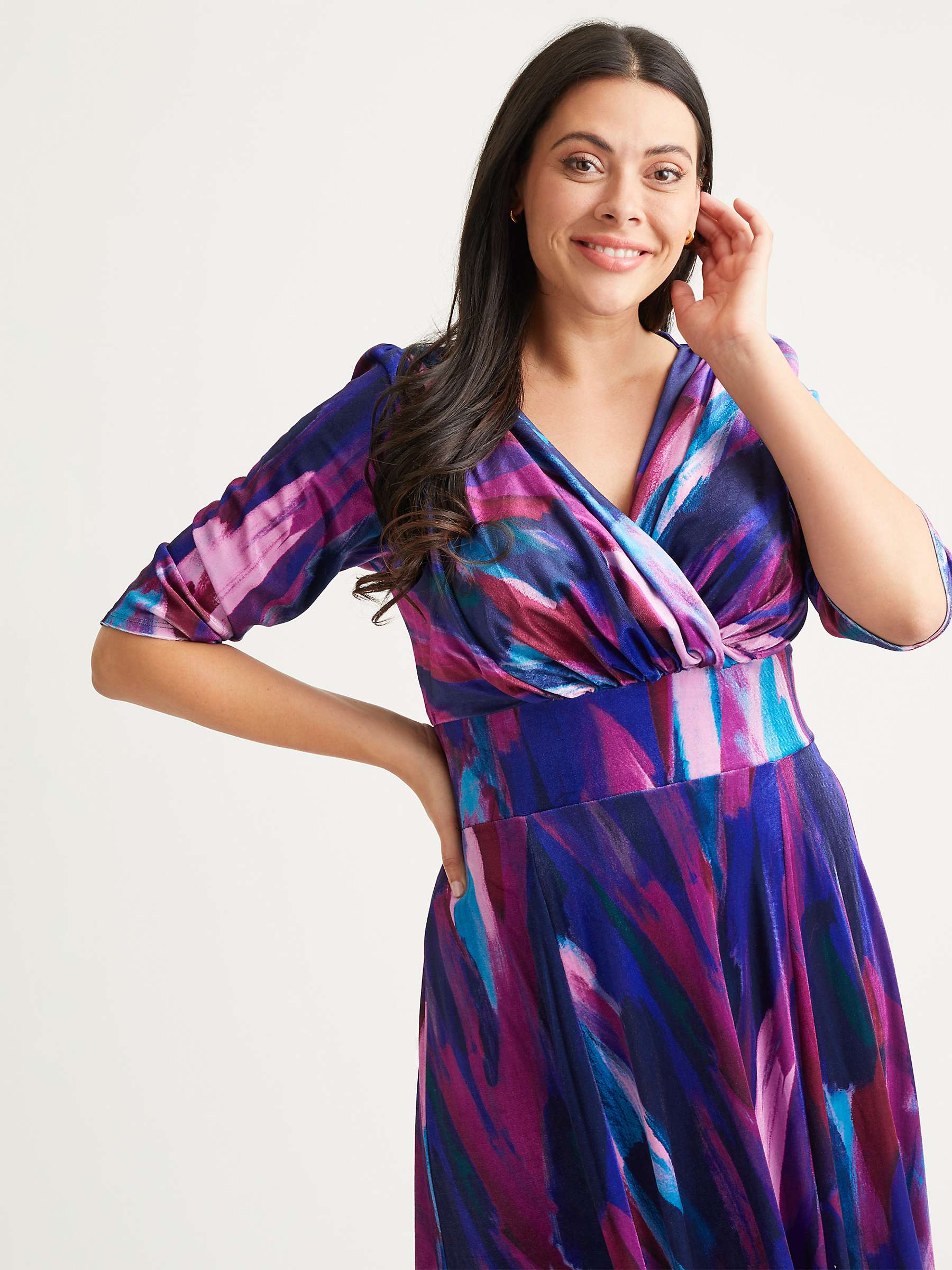 Buy Scarlett & Jo Verity Velvet Abstract Print Maxi Dress, Indigo/Magenta Online at johnlewis.com