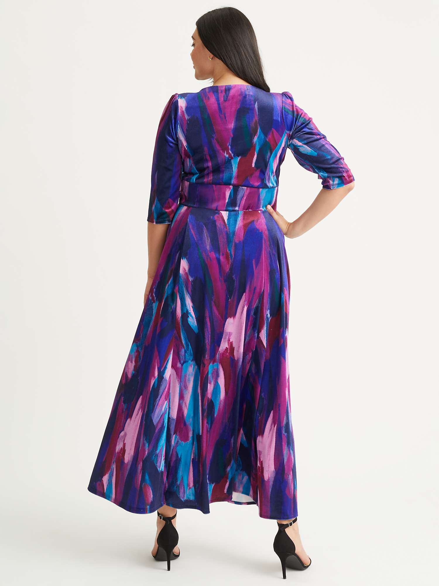 Buy Scarlett & Jo Verity Velvet Abstract Print Maxi Dress, Indigo/Magenta Online at johnlewis.com
