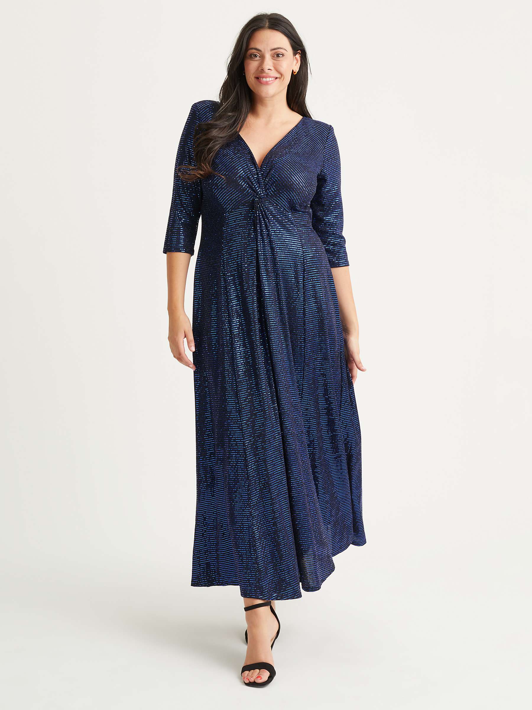 Buy Scarlett & Jo Knot Front Sequin Gown, Blue Online at johnlewis.com