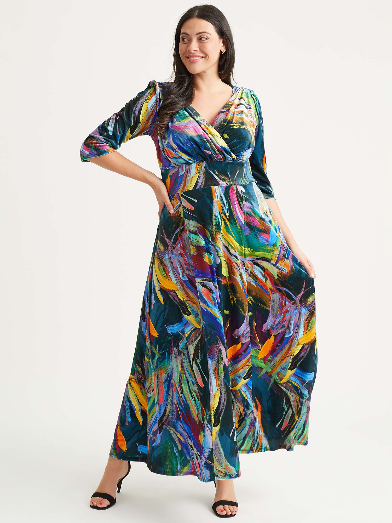 Buy Scarlett & Jo Verity Velvet Brushstroke Print Maxi Dress, Black/Multi Online at johnlewis.com