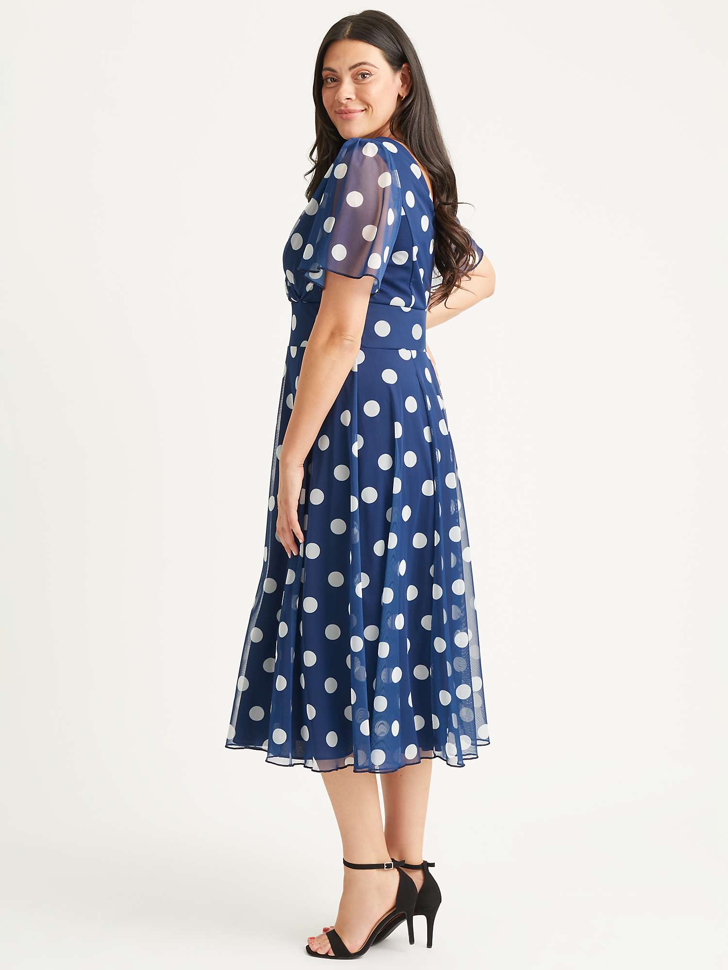 Scarlett & Jo Victoria Spot Print Midi Dress, Navy at John Lewis & Partners