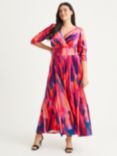 Scarlett & Jo Verity Abstract Print Velvet Maxi Dress, Orange/Pink