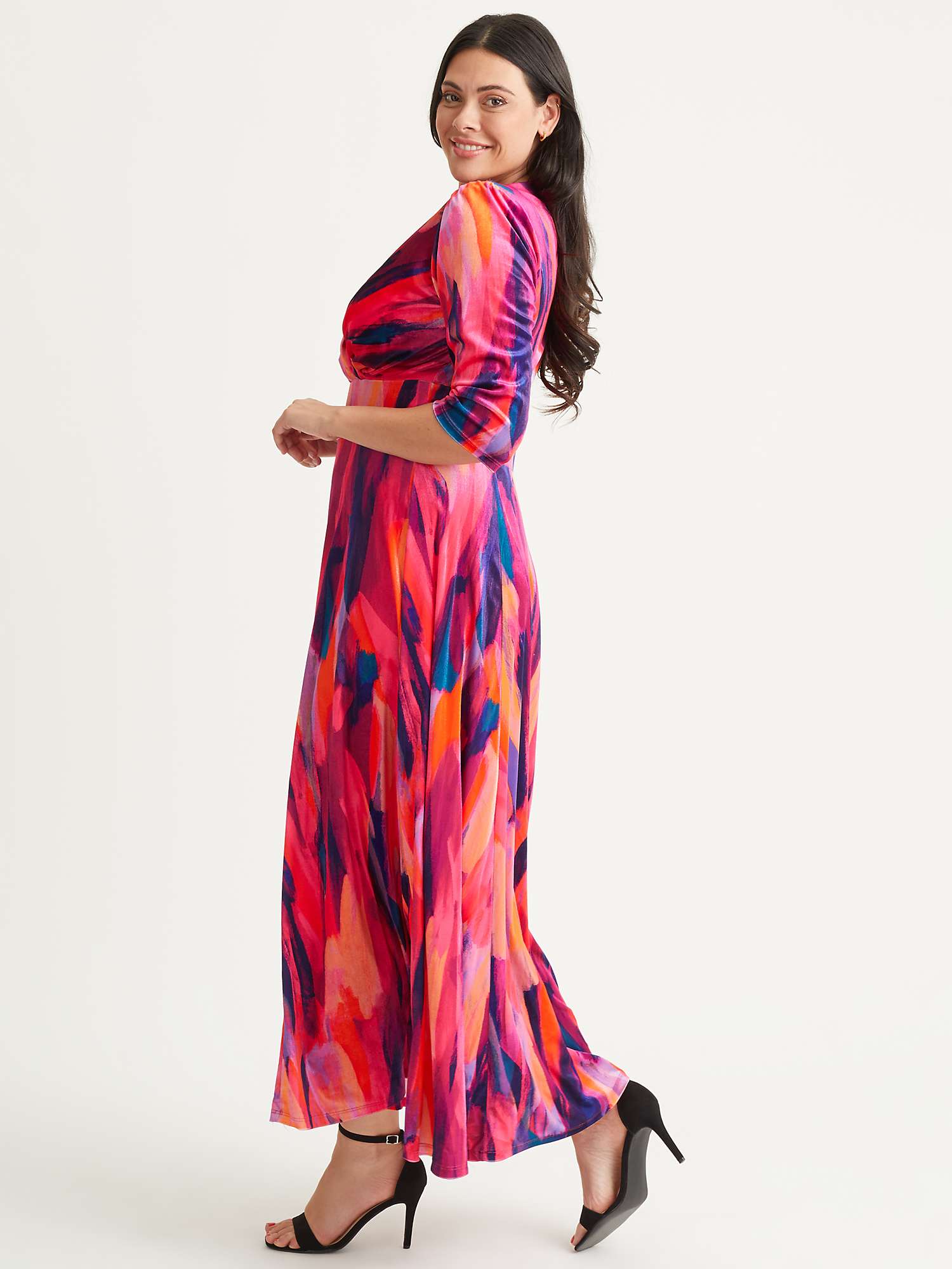 Buy Scarlett & Jo Verity Abstract Print Velvet Maxi Dress, Orange/Pink Online at johnlewis.com