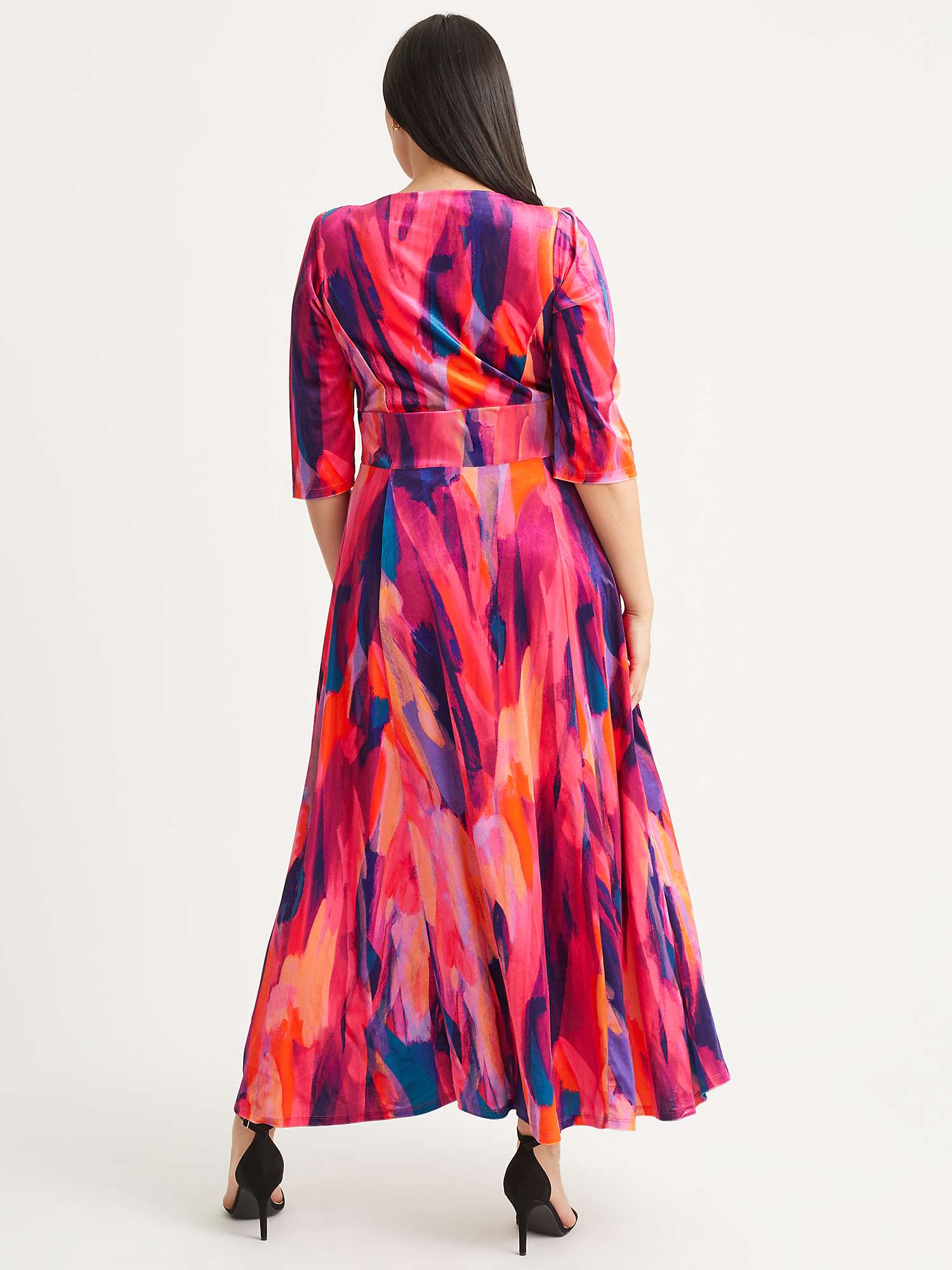Buy Scarlett & Jo Verity Abstract Print Velvet Maxi Dress, Orange/Pink Online at johnlewis.com