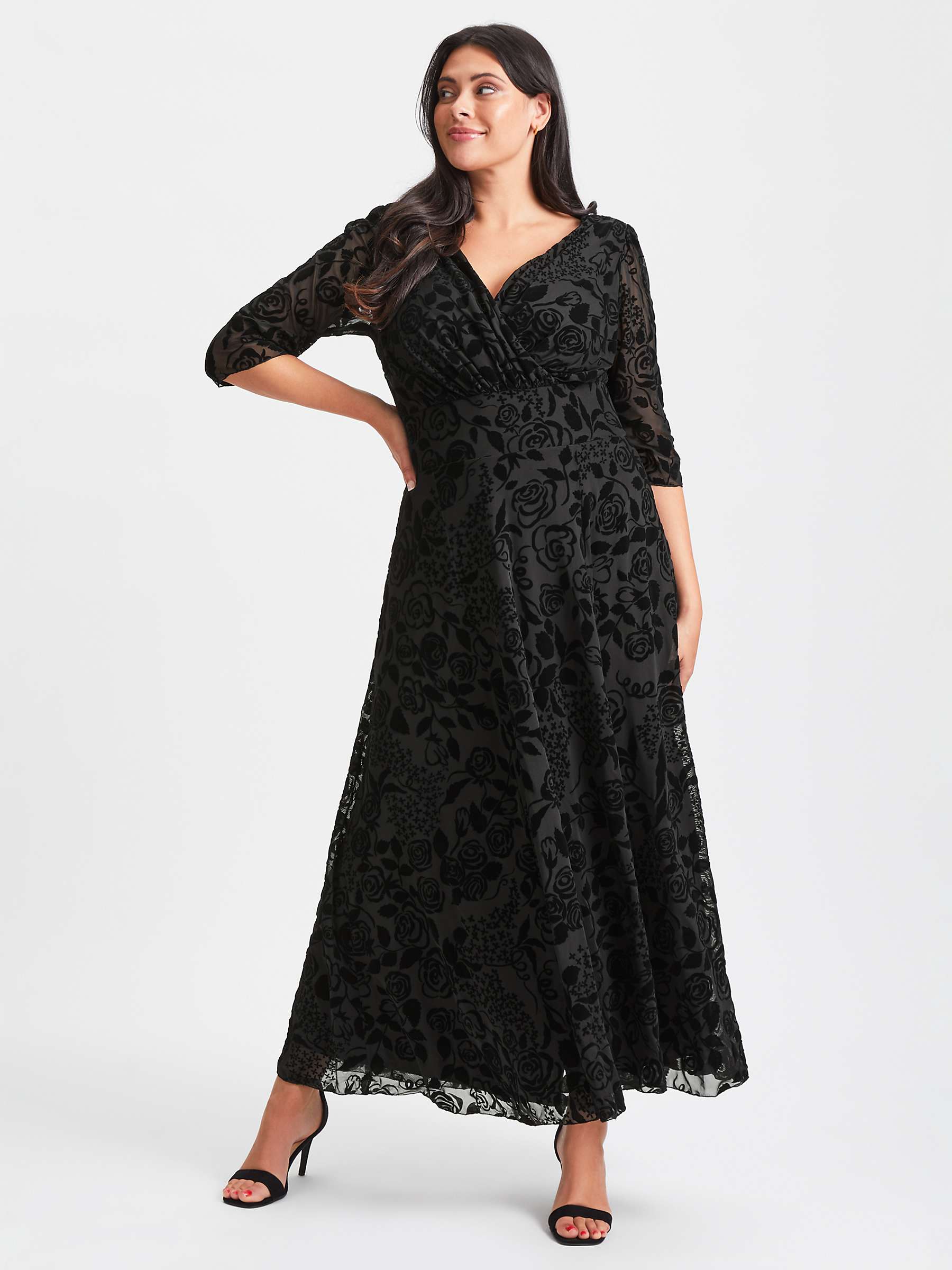 Buy Scarlett & Jo Verity Flock Maxi Dress, Black Online at johnlewis.com