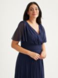 Scarlett & Jo Carole Sunray Pleated Midi Dress, Navy