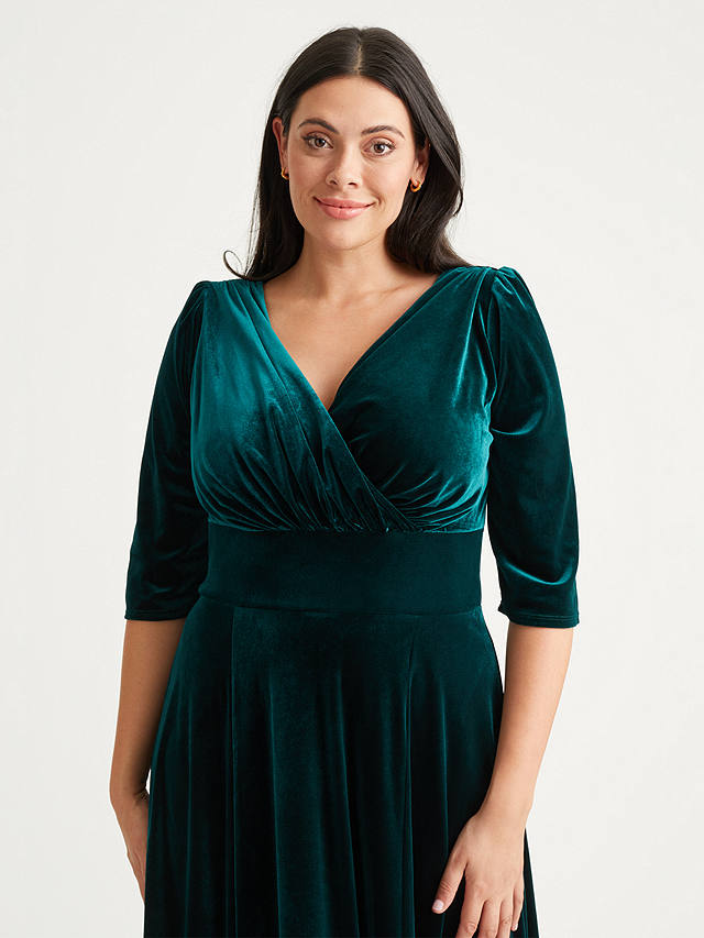 Scarlett & Jo Verity Velvet Maxi Dress, Dark Green at John Lewis & Partners