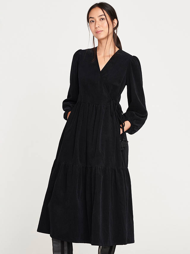 Thought Milou Midi Wrap Dress, Black at John Lewis & Partners