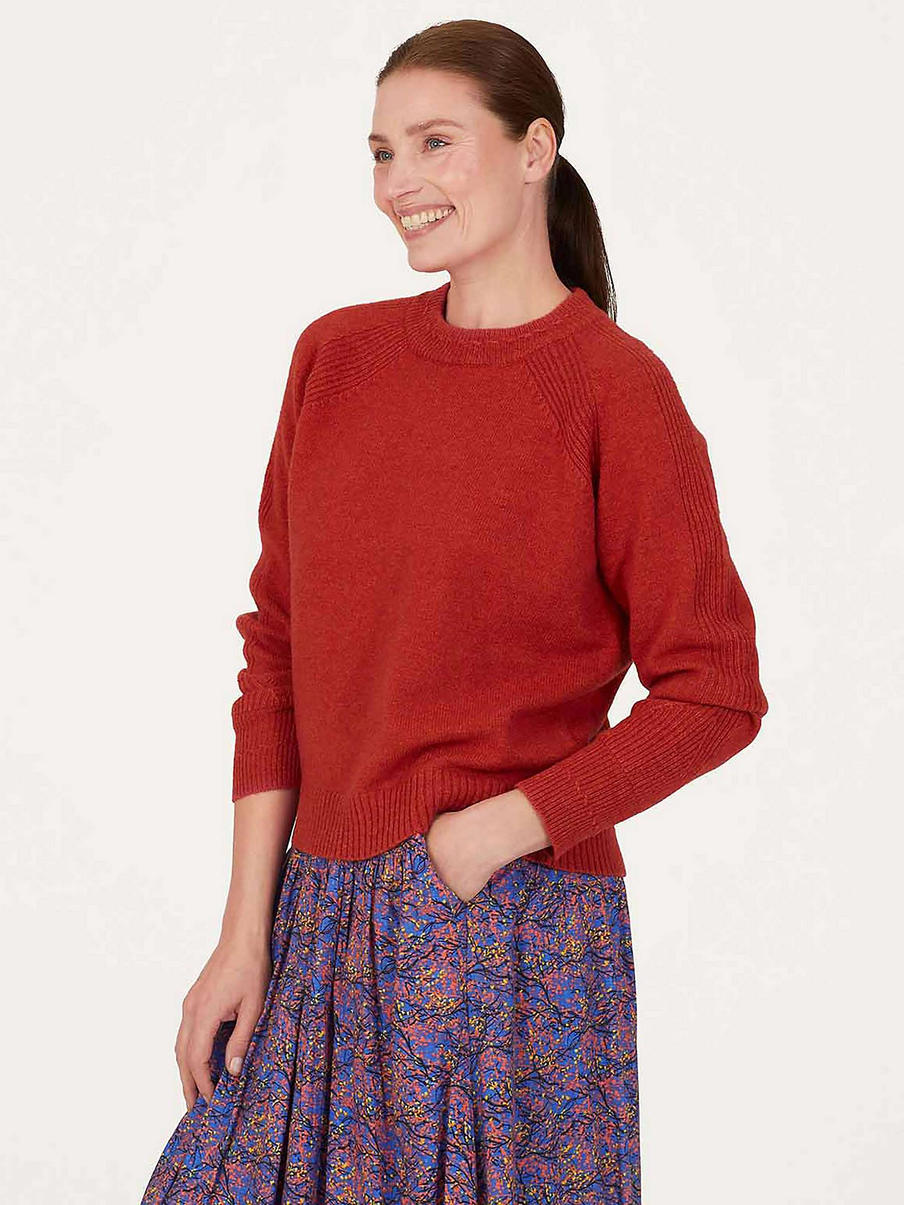 Thought Celaeno Lambwool Blend Jumper, Dark Flame Orange at John Lewis ...