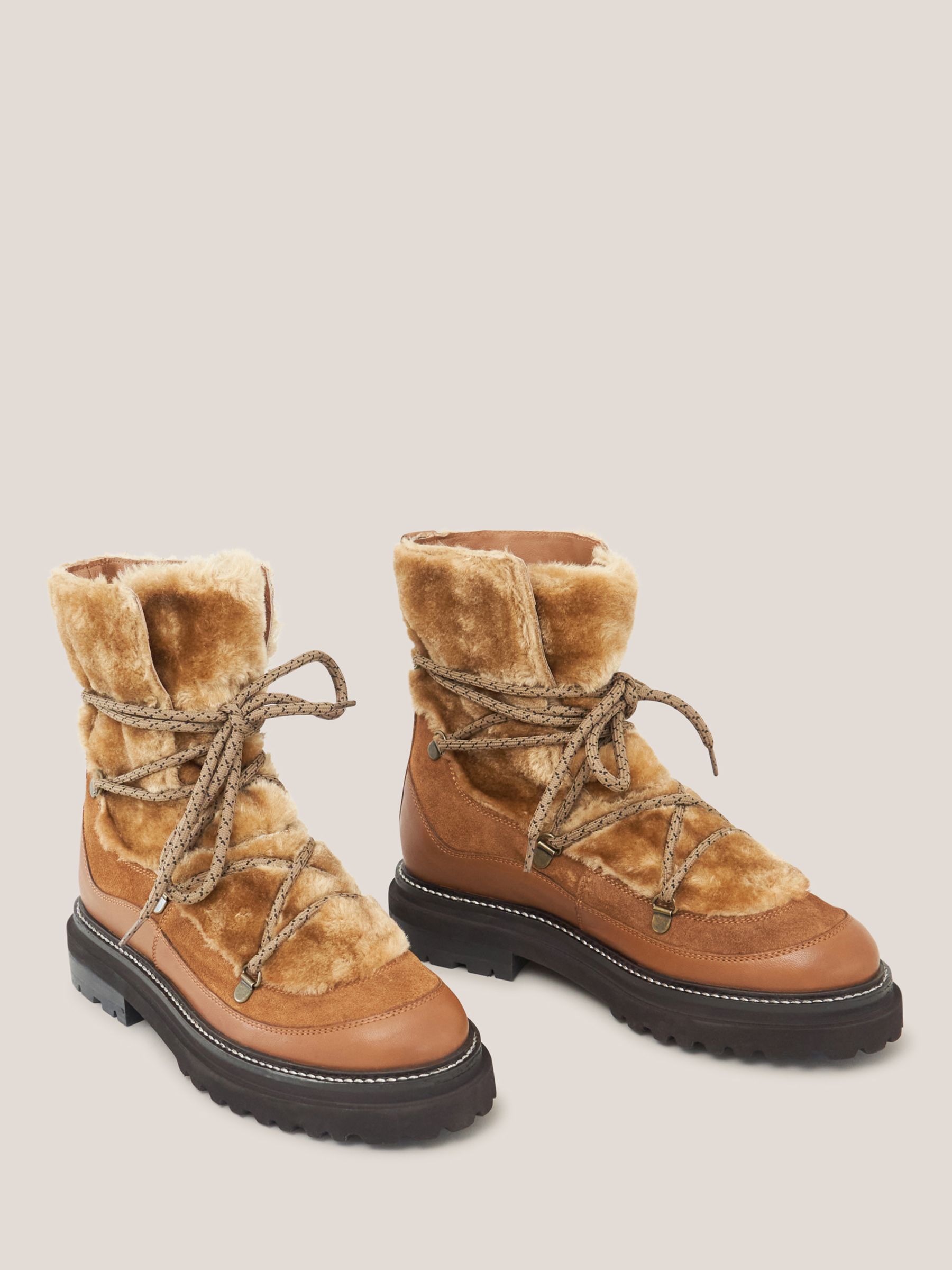 White Stuff Hailey Lace Up Hiker Boots, Mid Tan at John Lewis & Partners