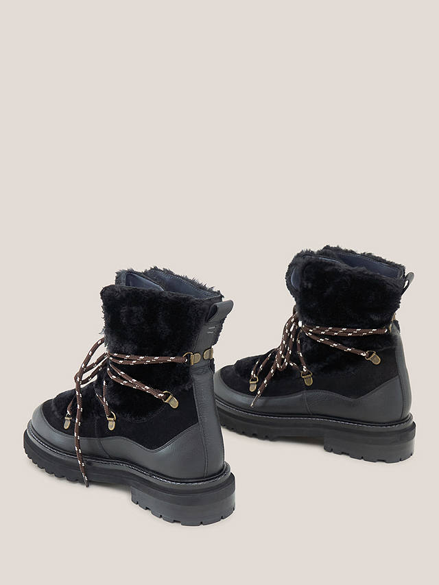 White Stuff Hailey Lace Up Hiker Boots, Pure Black at John Lewis & Partners