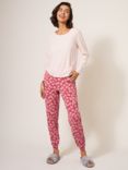 White Stuff Freya Organic Cotton Blend Pyjama Joggers, Pink