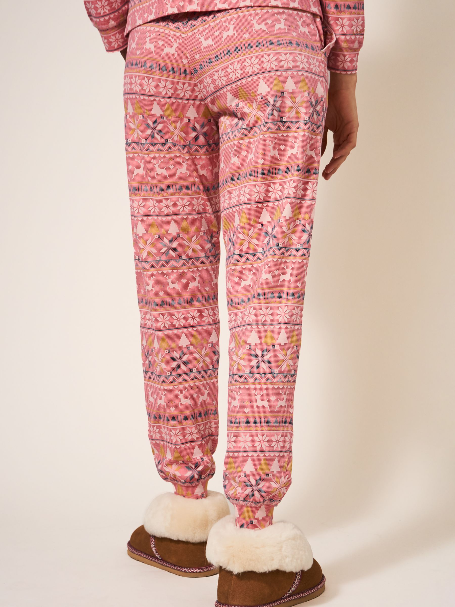 Cotton Straight Leg Pyjama Pants - Pink plaid