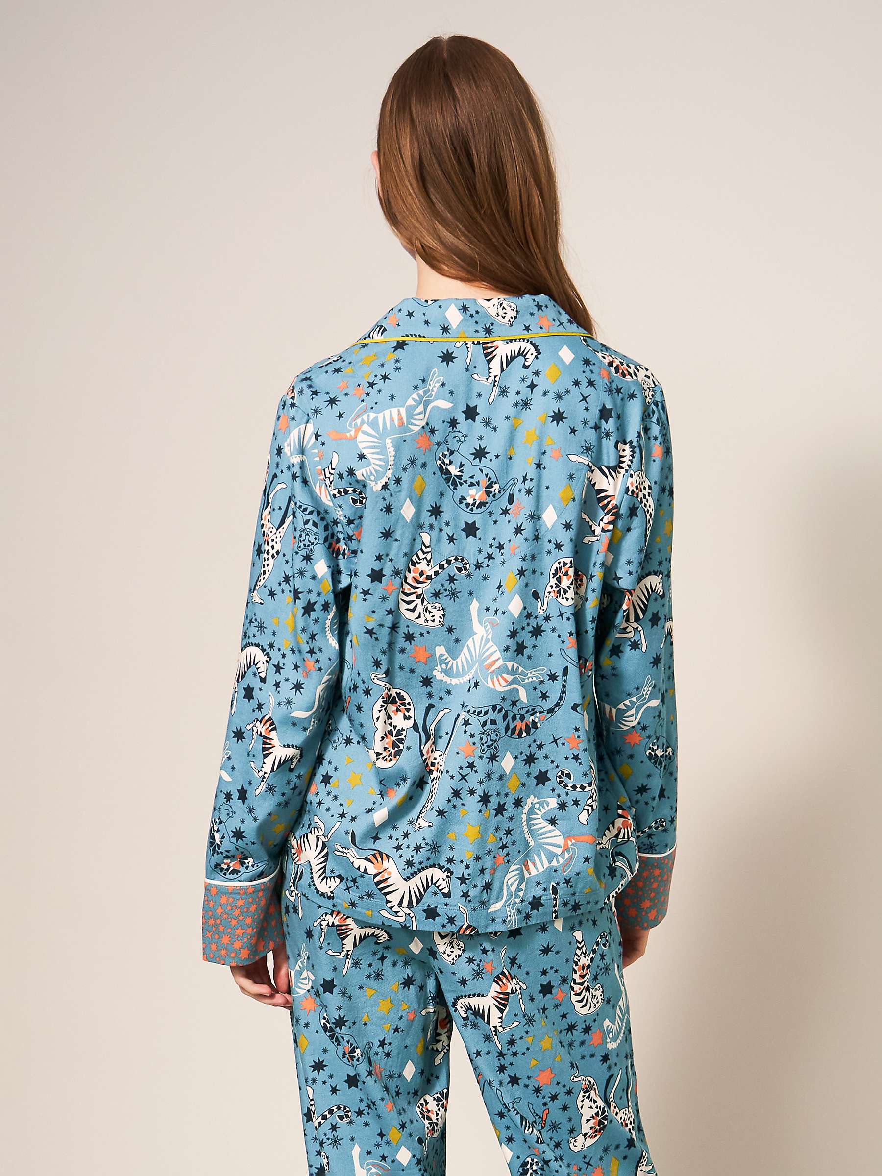 Buy White Stuff Nina Zebra And Star Print Organic Cotton Blend Pyjama Shirt, Blue/Multi Online at johnlewis.com