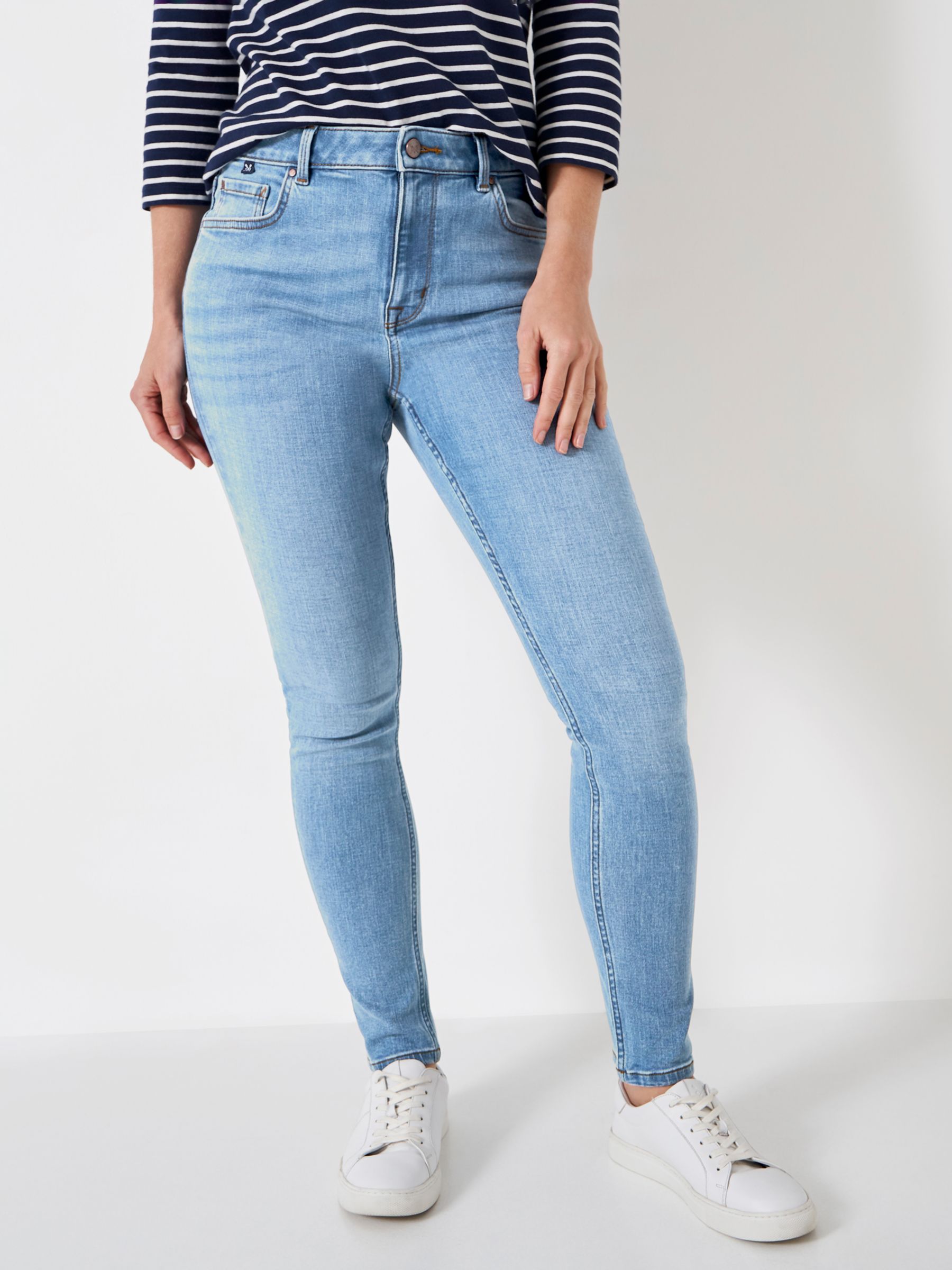 Crew Clothing Skinny Jeans, Light Wash at John Lewis & Partners