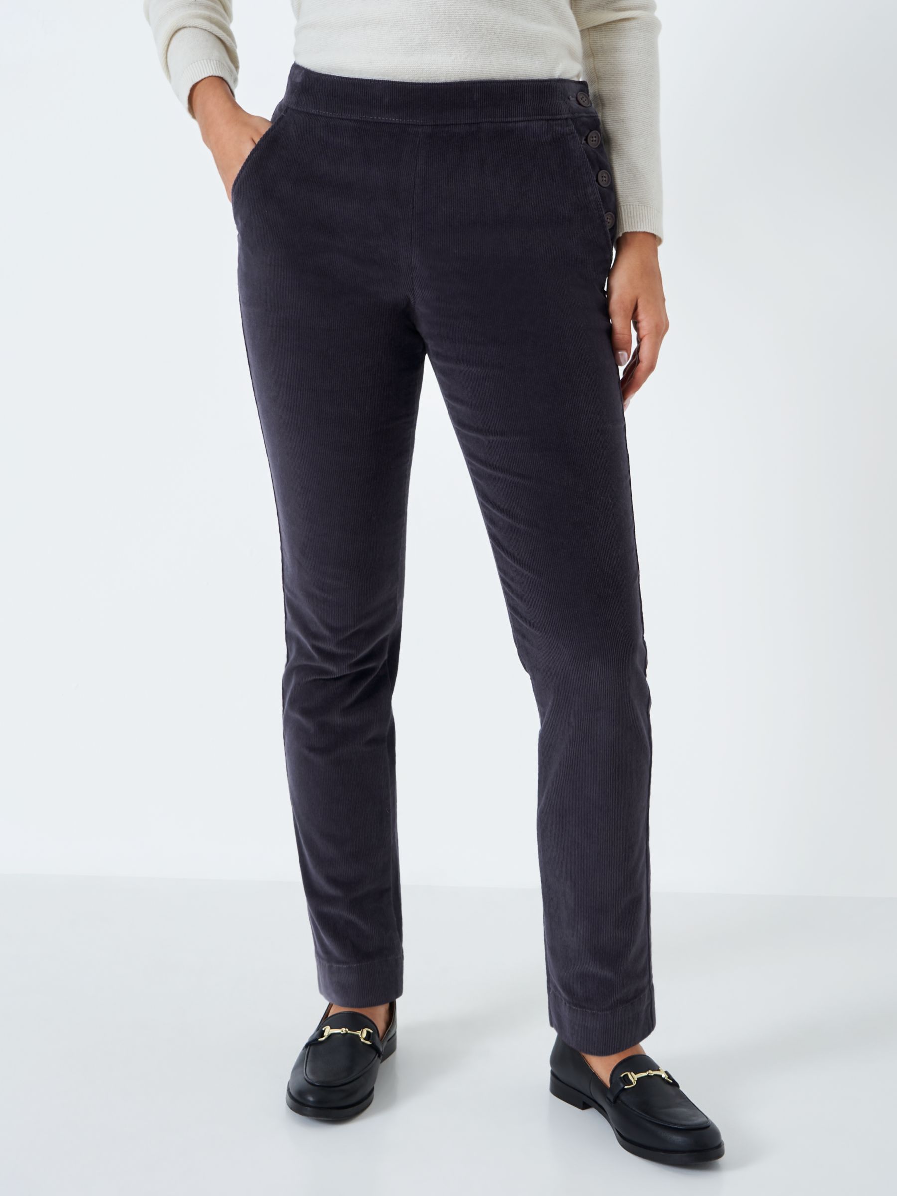 Crew Clothing Cord Tapered Trousers, Graphite Grey at John Lewis & Partners