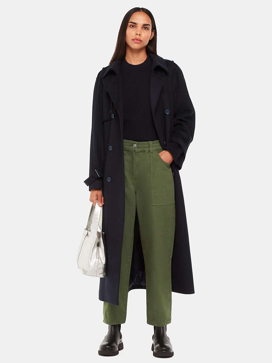Buy Whistles Tessa Casual Trousers, Khaki Online at johnlewis.com