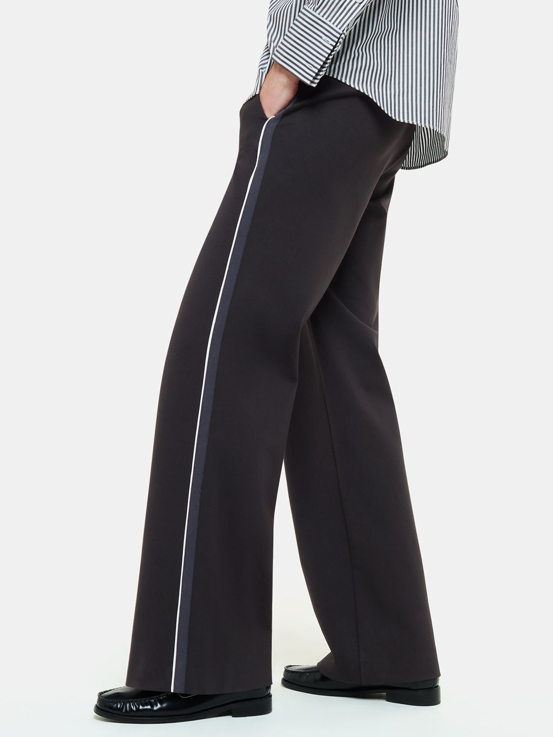 Buy Whistles Edie Side Stripe Ponte Trousers, Black/Multi Online at johnlewis.com