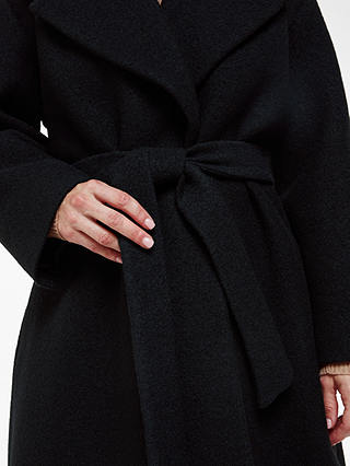 Whistles Petite Lorna Wrap Wool Coat, Black