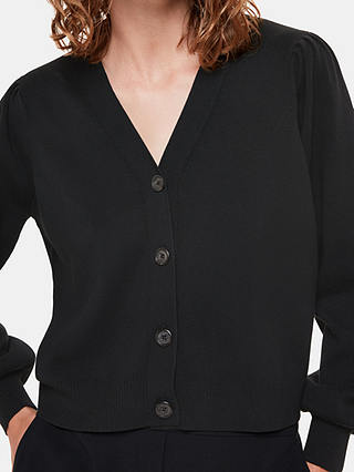 Whistles Puff Sleeve Cardigan, Black