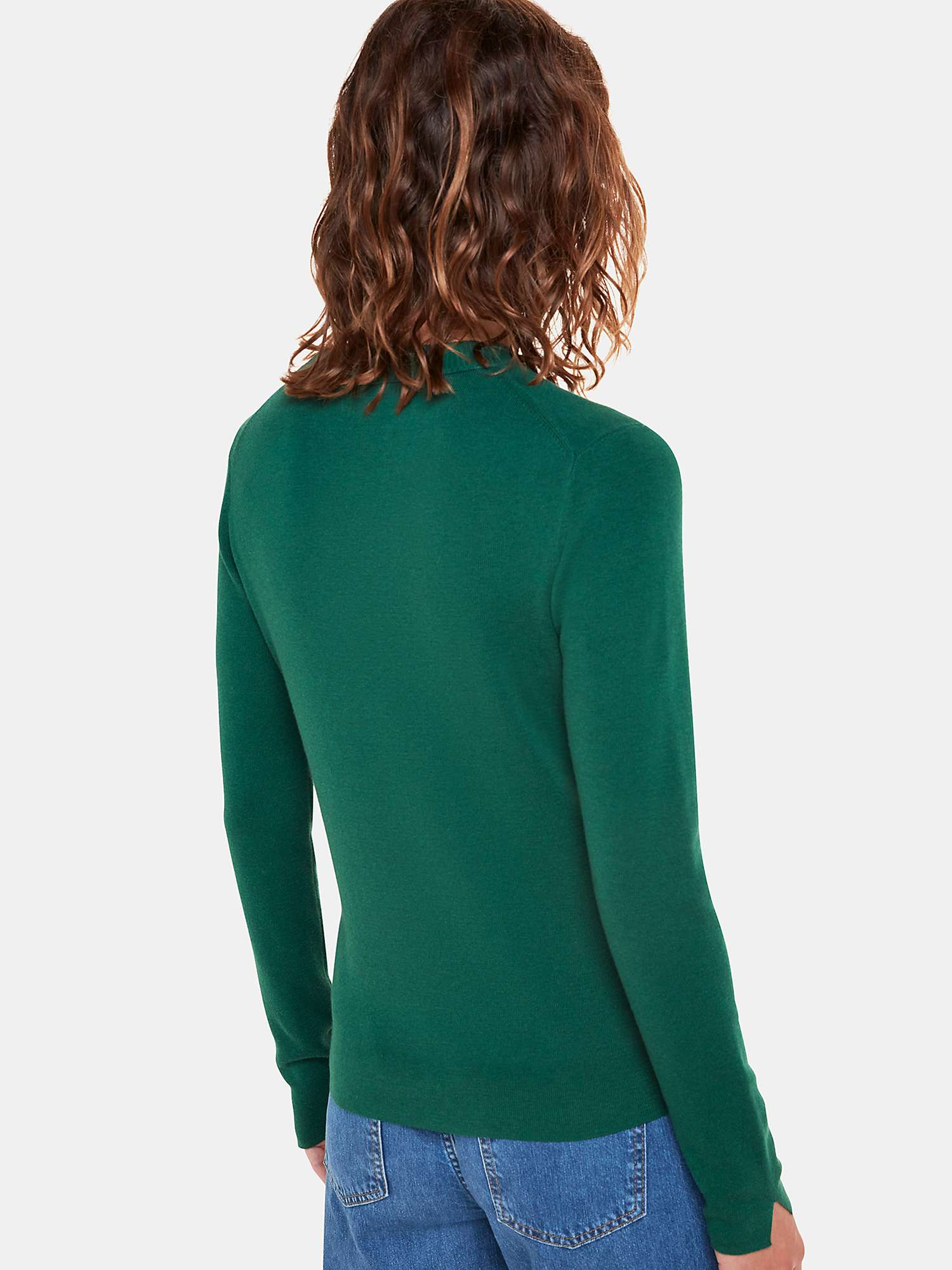 Buy Whistles Mia Fitted Crew Neck Jumper, Dark Green Online at johnlewis.com