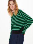 Whistles Wool Blend Stripe Crew Neck Jumper, Green/Multi