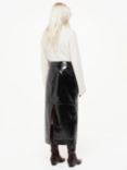 Whistles Petite Rachel Midi Leather Skirt, Black