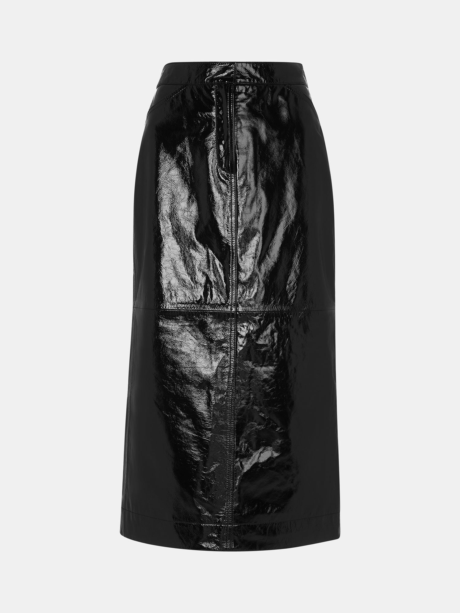 Buy Whistles Petite Rachel Midi Leather Skirt, Black Online at johnlewis.com