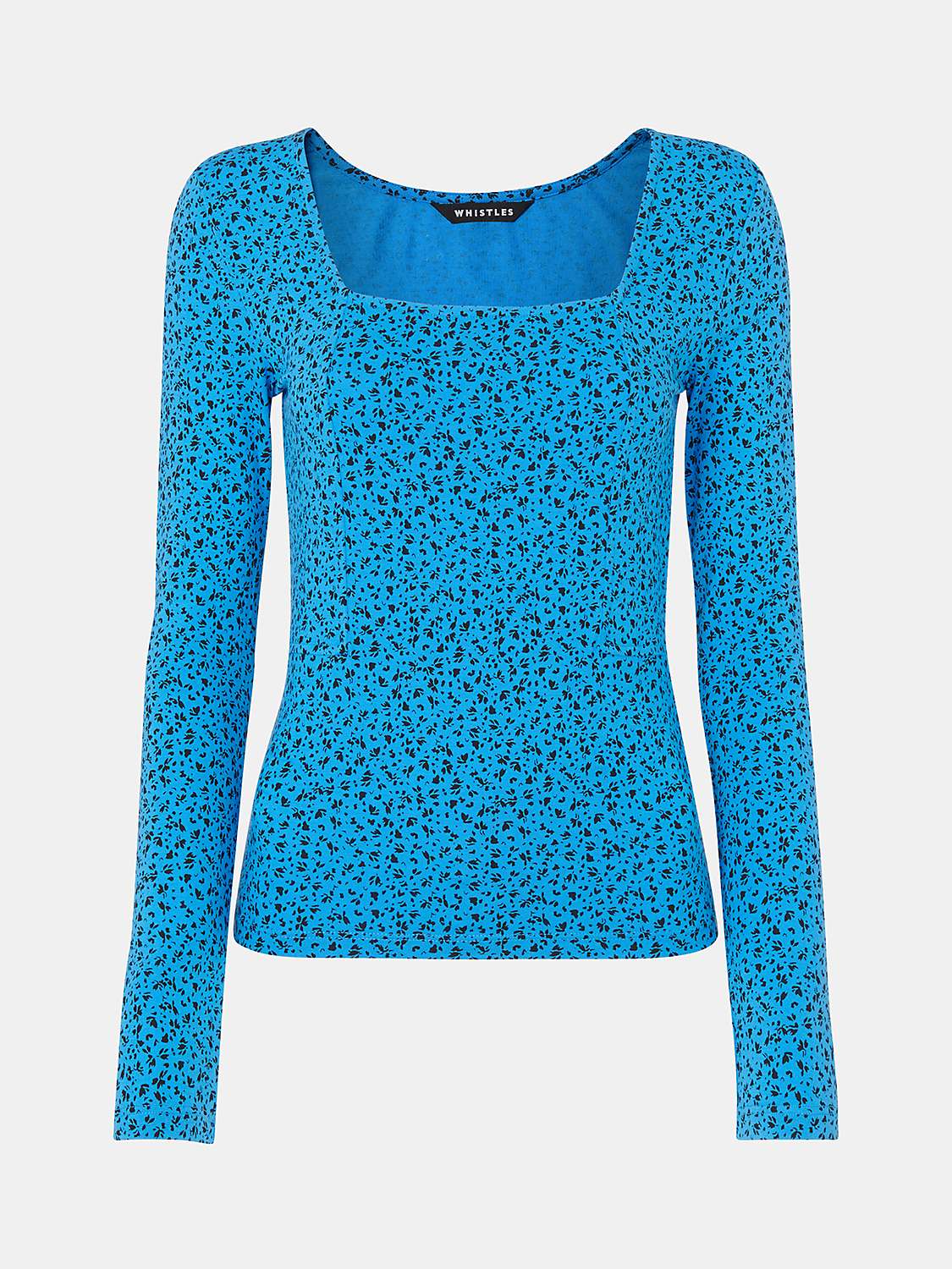 Buy Whistles Micro Bouquet Sqaure Neck Top, Blue/Multi Online at johnlewis.com