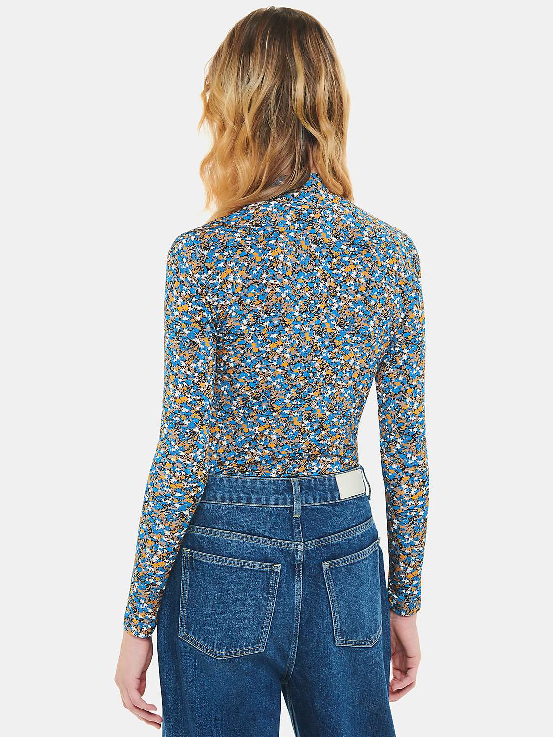 Buy Whistles Ditsy Floral Slinky High Neck Top, Multi Online at johnlewis.com