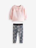 Ted Baker Baby Frill Collar Logo Jumper & Floral Leggings Set, Pink/Multi