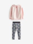 Ted Baker Kids' Frill Collar Logo Jumper & Floral Leggings Set, Pink/Multi