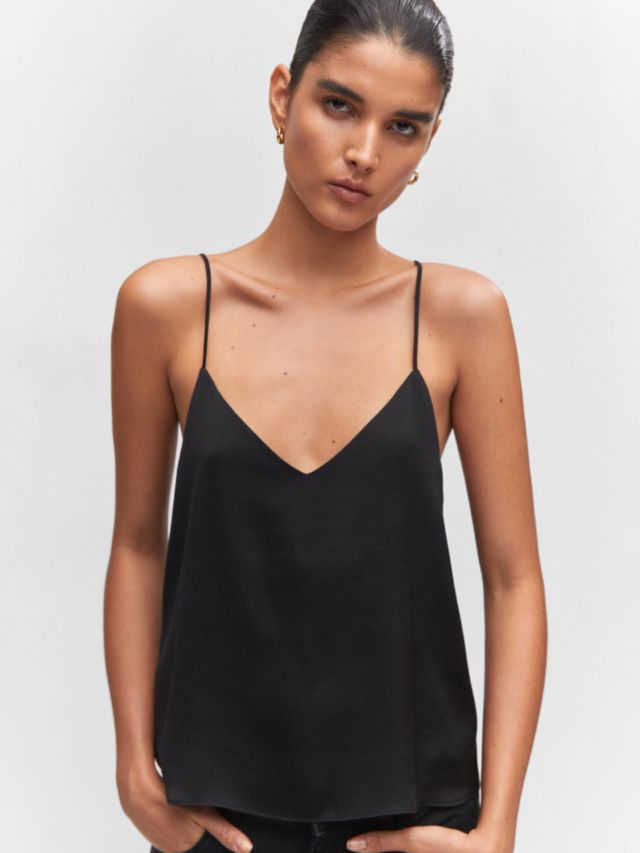 Mango Rachel Satin Top, Black, XXS