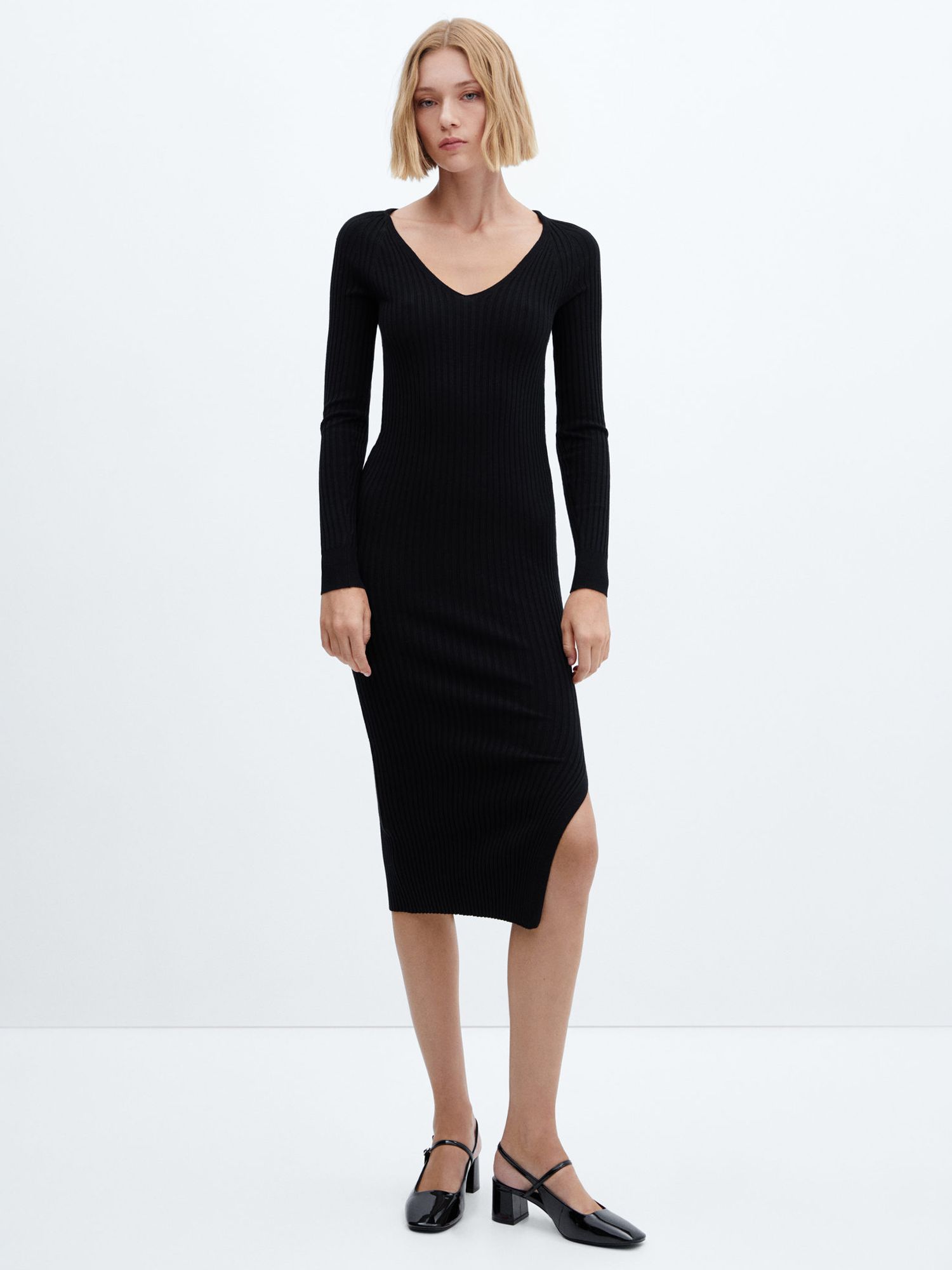 Mango Goleta Knit Dress, Black at John Lewis & Partners