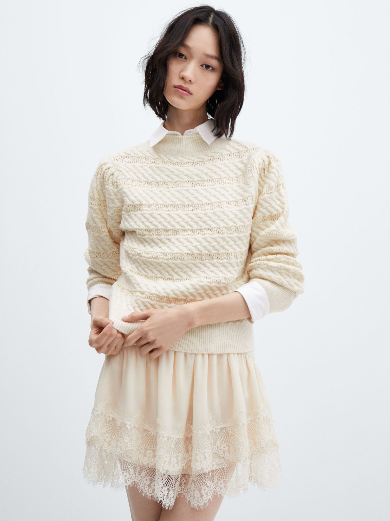 Mango Wanda Jumper, Light Beige