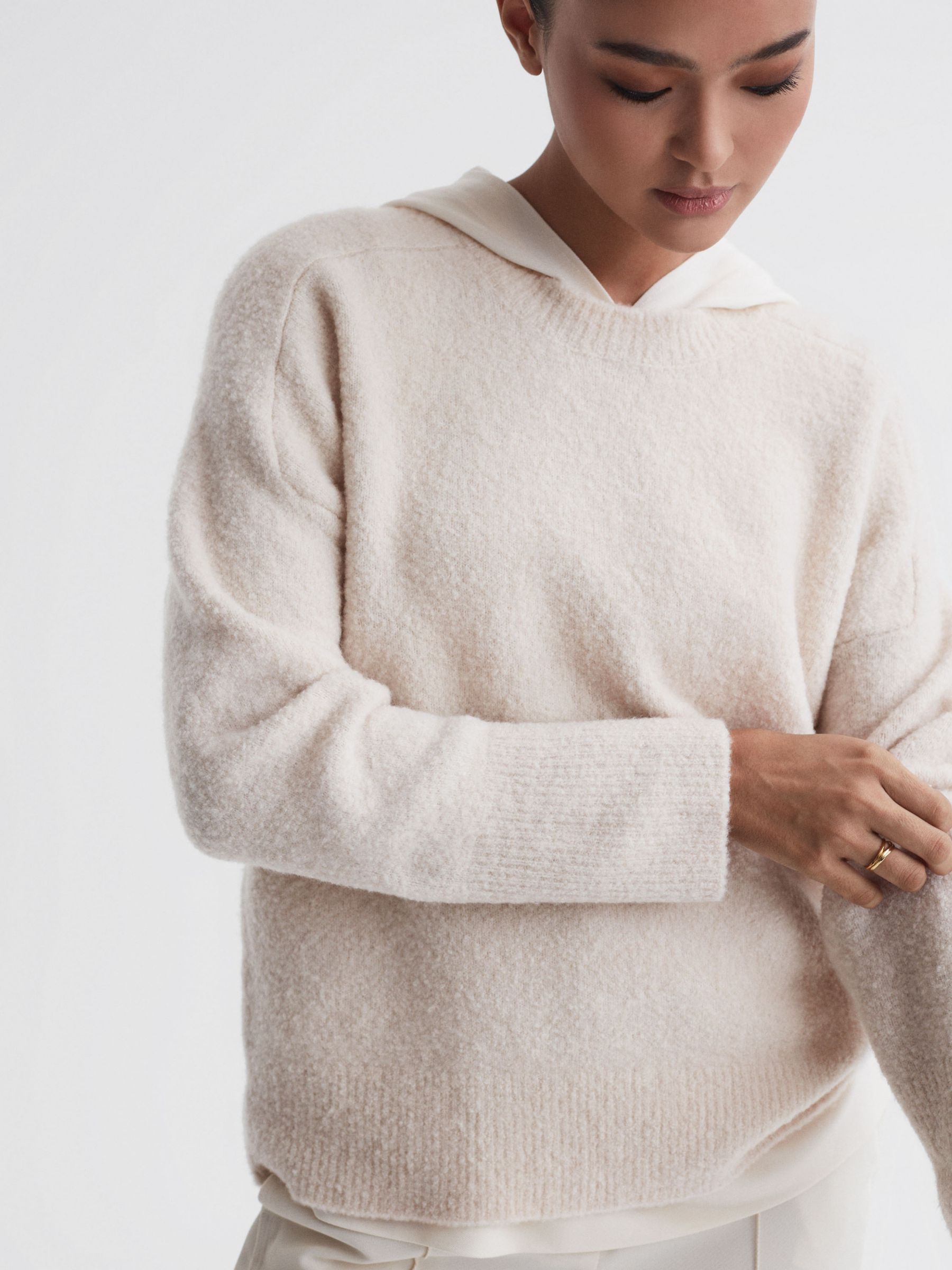 Reiss Caris Fine Knit Jumper, Neutral at John Lewis & Partners