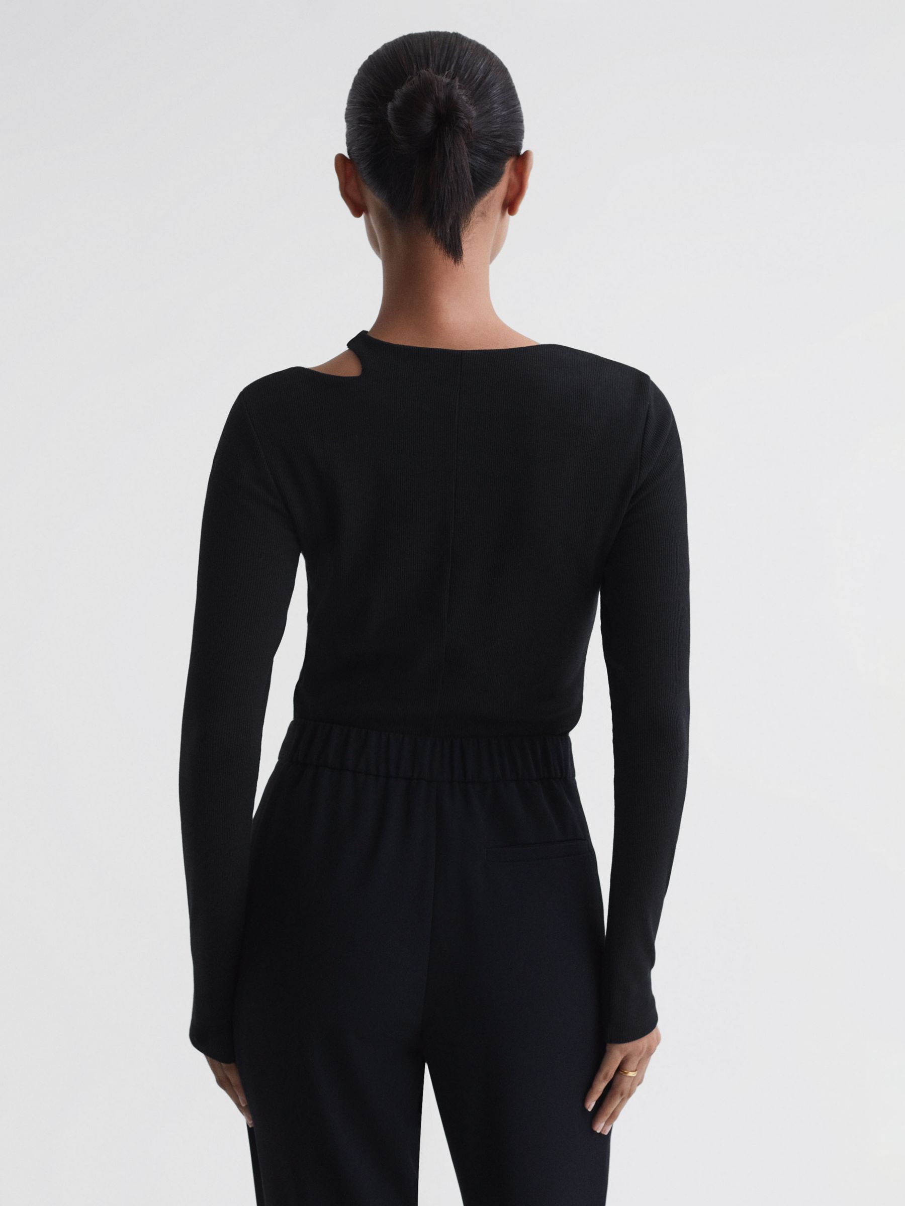 Reiss Myla Ribbed Cutout Detail Top